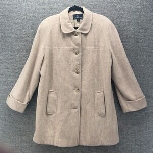 London Fog Womans Wool Coat Size 14 Oatmeal Capsule Basic Essential Warm Cozy